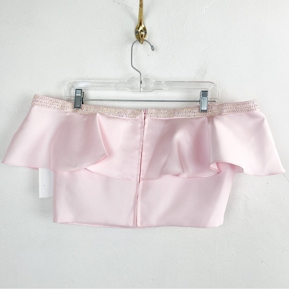 NWT Ellie Wilde by Mon Cheri Hot Pink Two Piece Off Shoulder Satin Formal Dress - Picture 10 of 16